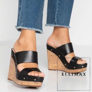 NEW🔥 Open Toe Studded Cork Wedge Platform Sandals